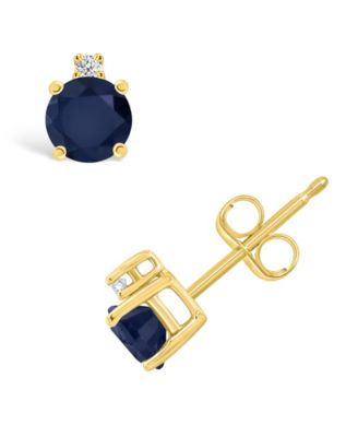 Tanzanite (1/2 ct. t.w.) & Diamond Accent Stud Earrings in 14k Gold (Also in Emerald, Ruby, & Sapphire)