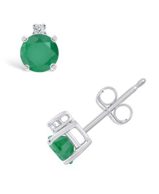 Sapphire (3/4 ct. t.w.) & Diamond Accent Stud Earrings in 14k White Gold (Also in Emerald, Ruby, & Tanzanite)