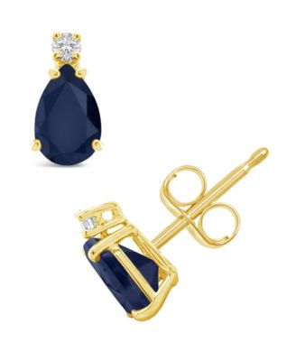 Sapphire (1 ct. t.w.) & Diamond Accent Stud Earrings in 14k Gold (Also in Emerald, Ruby, & Tanzanite)