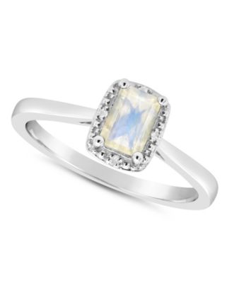 Gemstone and Diamond Accent Ring in Sterling Silver