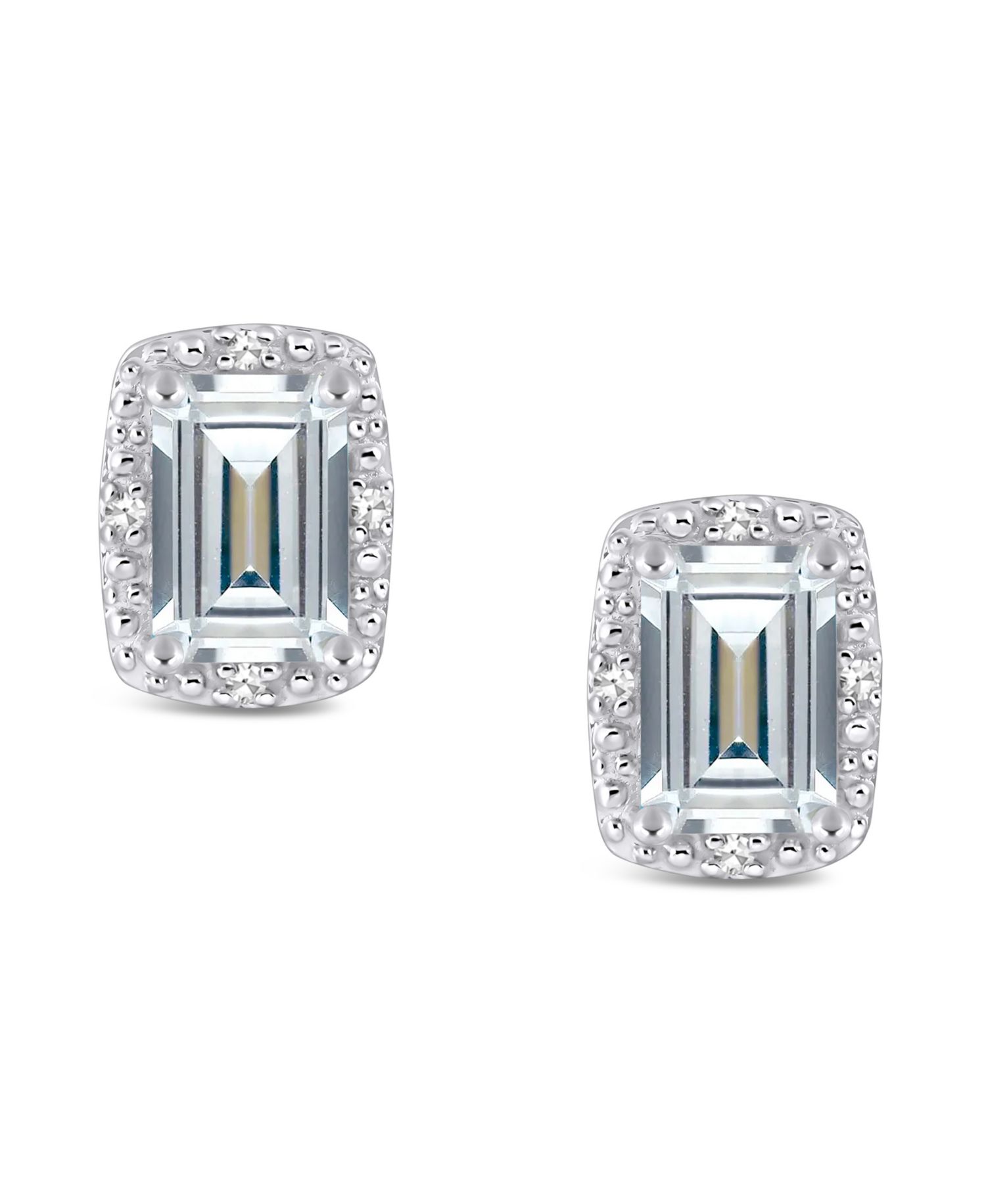 Gemstone and Diamond Accent Stud Earrings in Sterling Silver