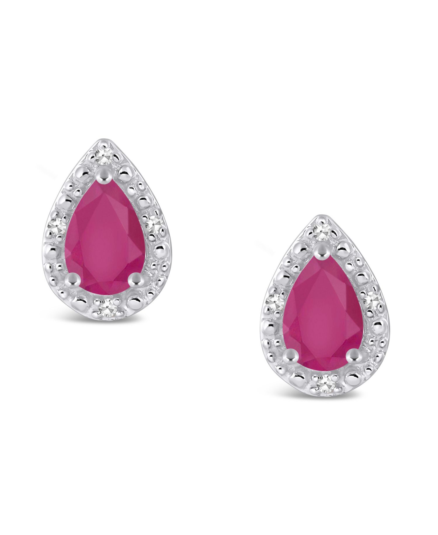 Sapphire (9/10 ct. t.w.) and Diamond Accent Stud Earrings in Sterling Silver (Also in Ruby)