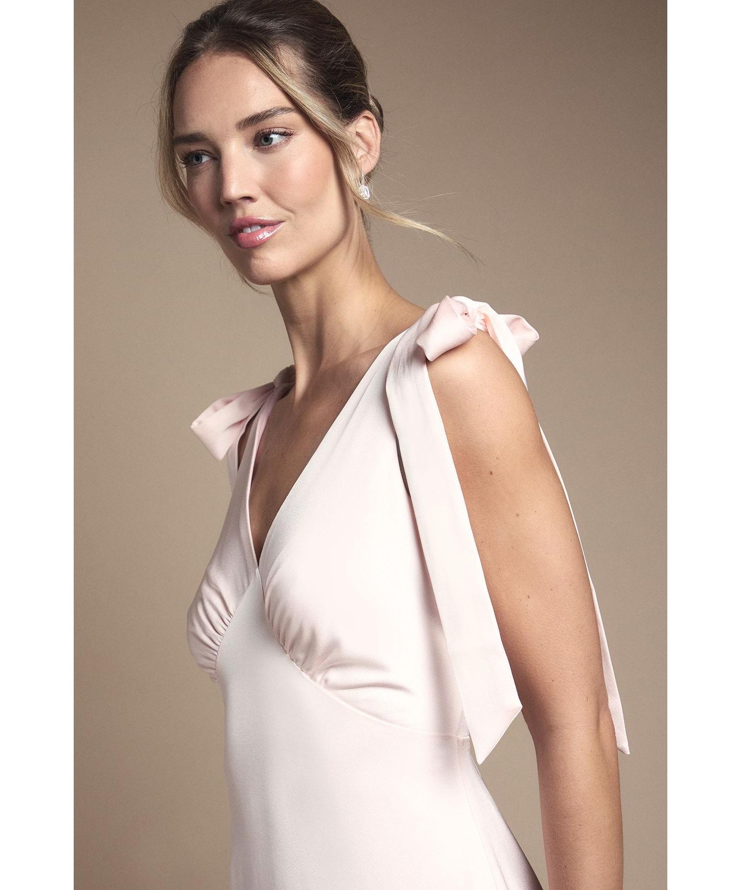 Women's V-Neck Crepe Maxi Dress