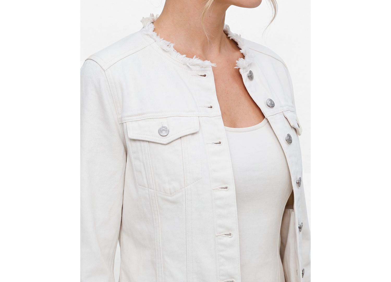 Women's Collarless Trucker Denim Dress