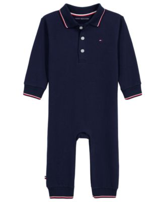 Baby Boys' Collared Long-Sleeve Button-Placket Knit Coverall