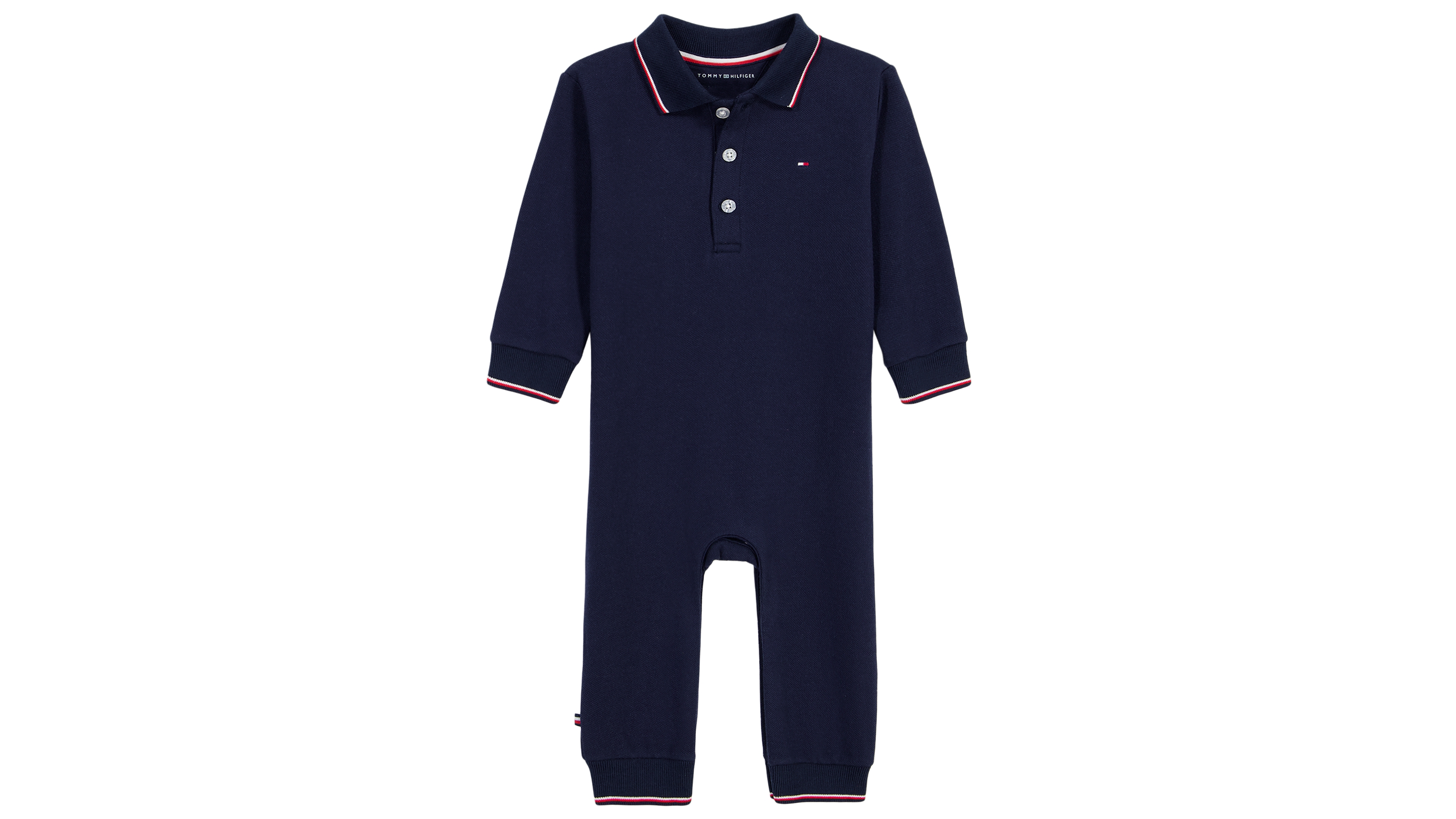 Tommy Hilfiger Baby Boys' Collared Long-Sleeve Button-Placket Knit Coverall