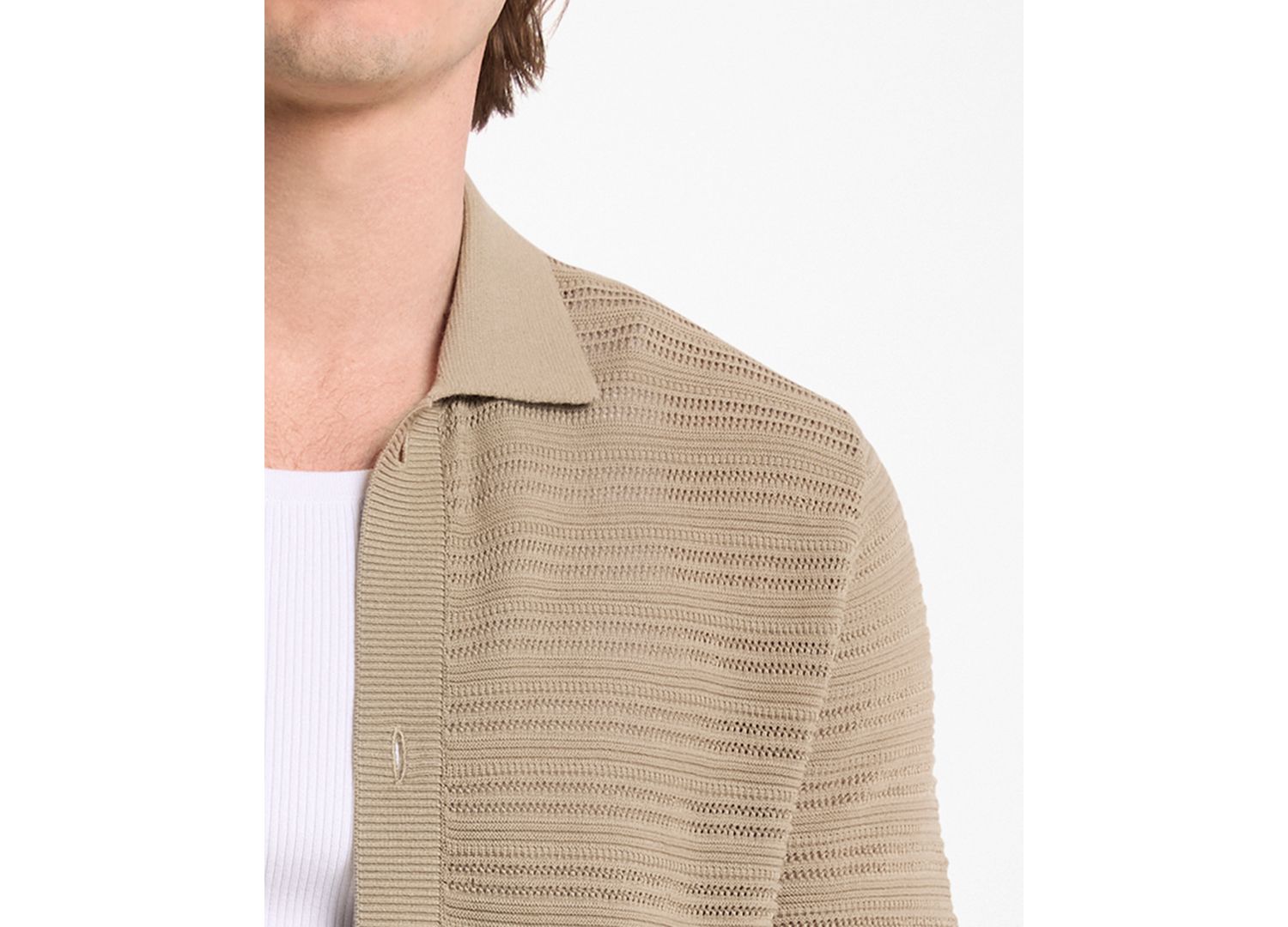 Men's Open-Stitch Cotton Short-Sleeve Shirt