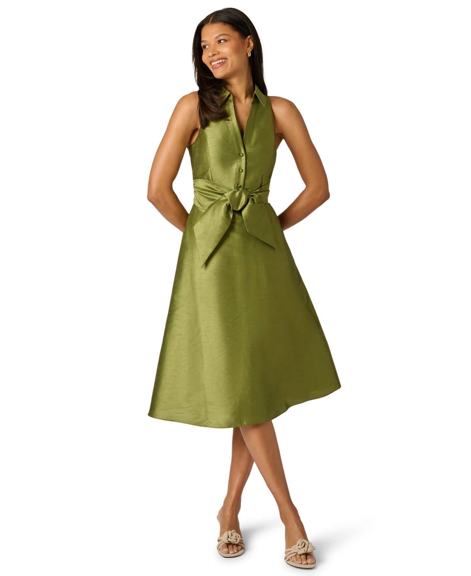 Women's Tie-Front Midi Dress