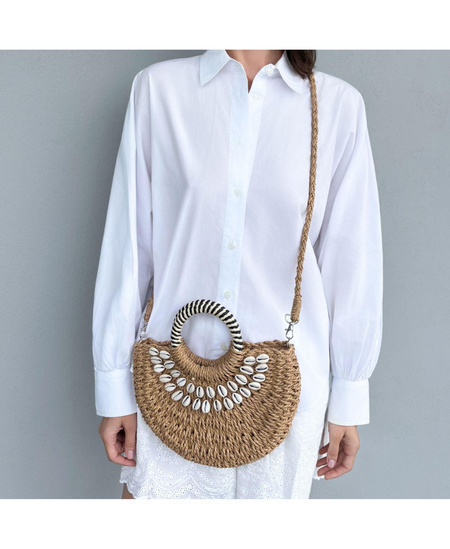 Женская сумка Adornia Fine Basket Arc Shell-Embroidered Handle Bag with Shoulder Strap, цвет: Коричневый — фото 3