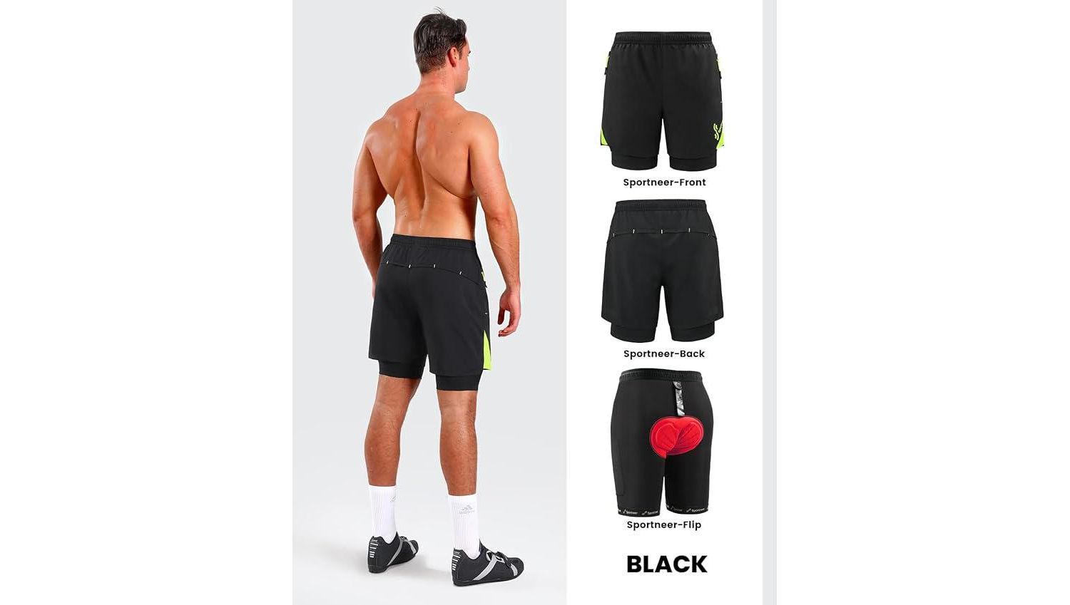X-Large Bike Shorts for Men - 3D Padded Lightweight MTB Fit Riding Biking Bicycle Biker Shorts with Zipper Pockets