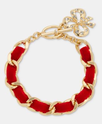 Red Ribbon Chain Toggle Bracelet