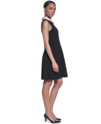 fitted dress with collar Collar Fitted Frill Dress