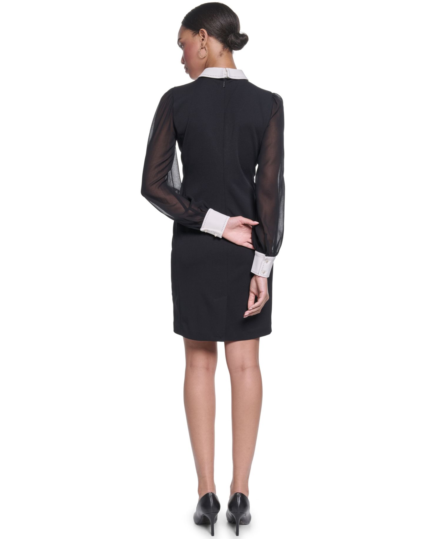Women's Scuba Crepe Sheath Collared Dress