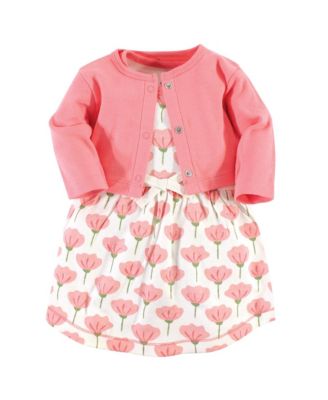 Baby Girls Natural Cotton Dress and Cardigan