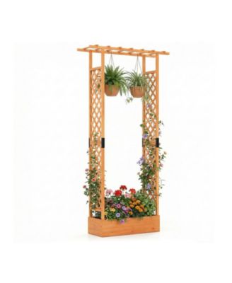 89 in Tall Wooden Raised Garden Bed with Side Trellis and Hanging Roof