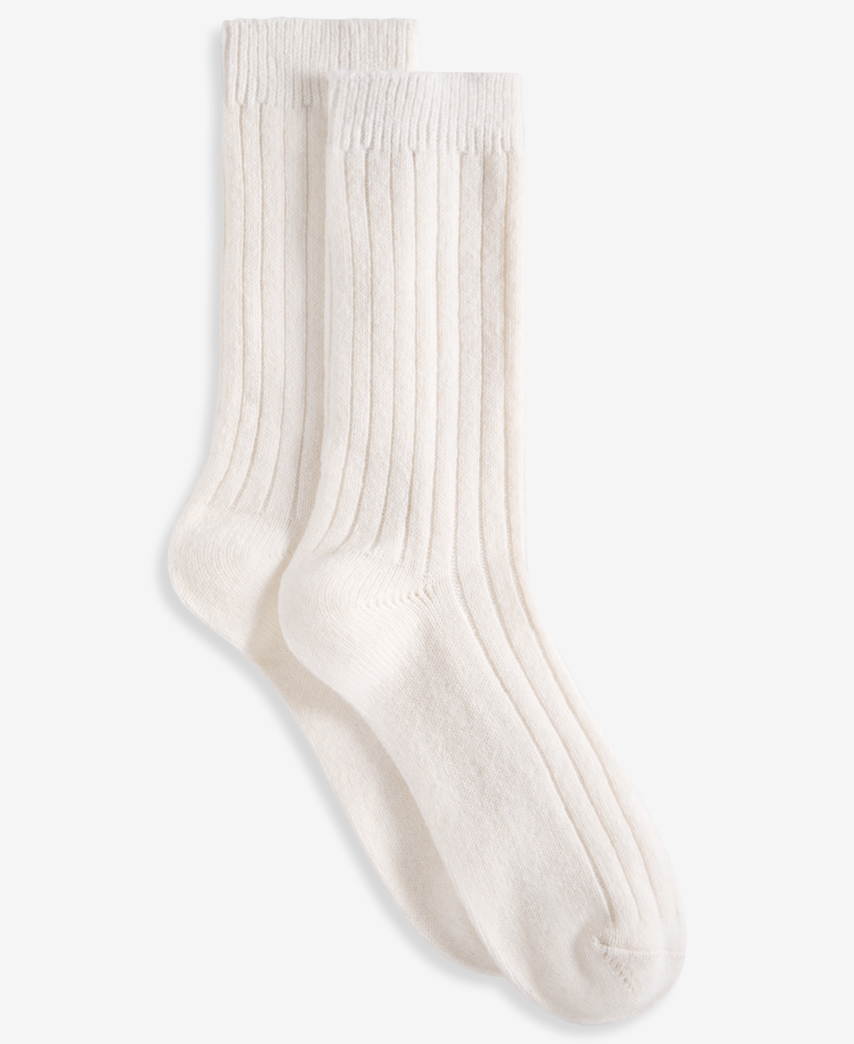 Charter Club Women's Boxed Cashmere-Blend Ribbed Crew Socks, Macy's Exclusive - Frost