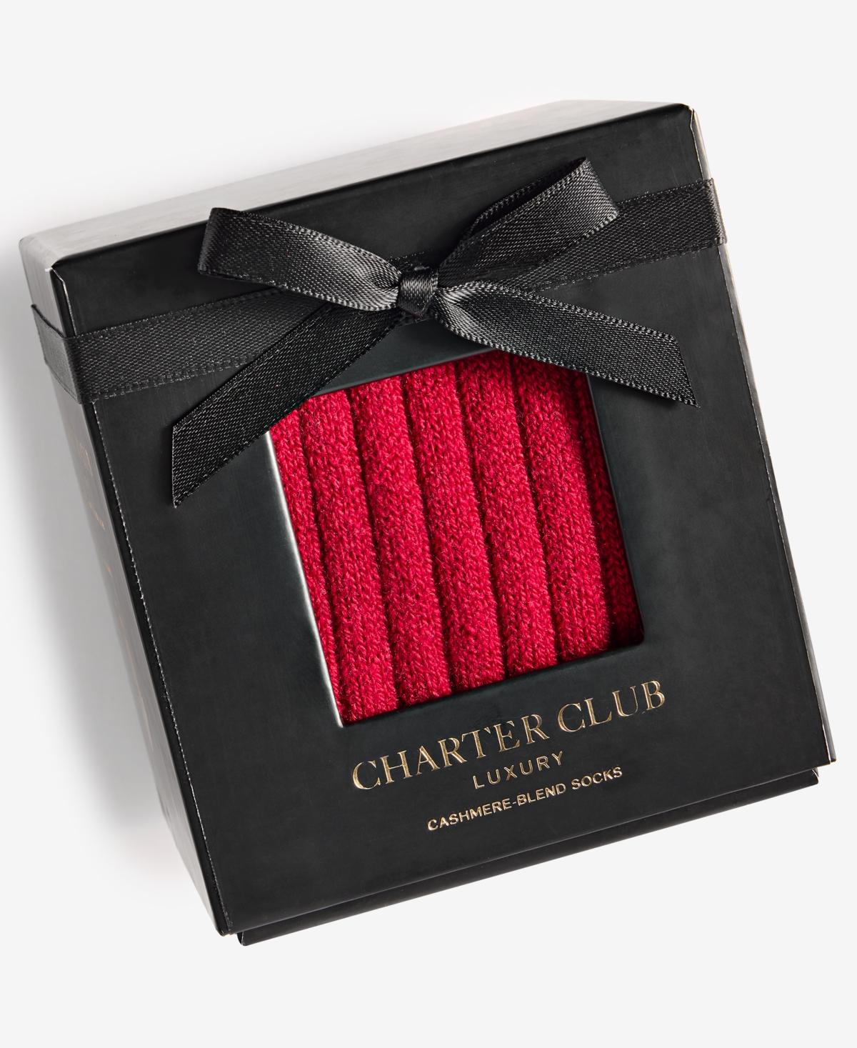 Charter Club Women's Boxed Cashmere-Blend Ribbed Crew Socks, Macy's Exclusive - Garnet