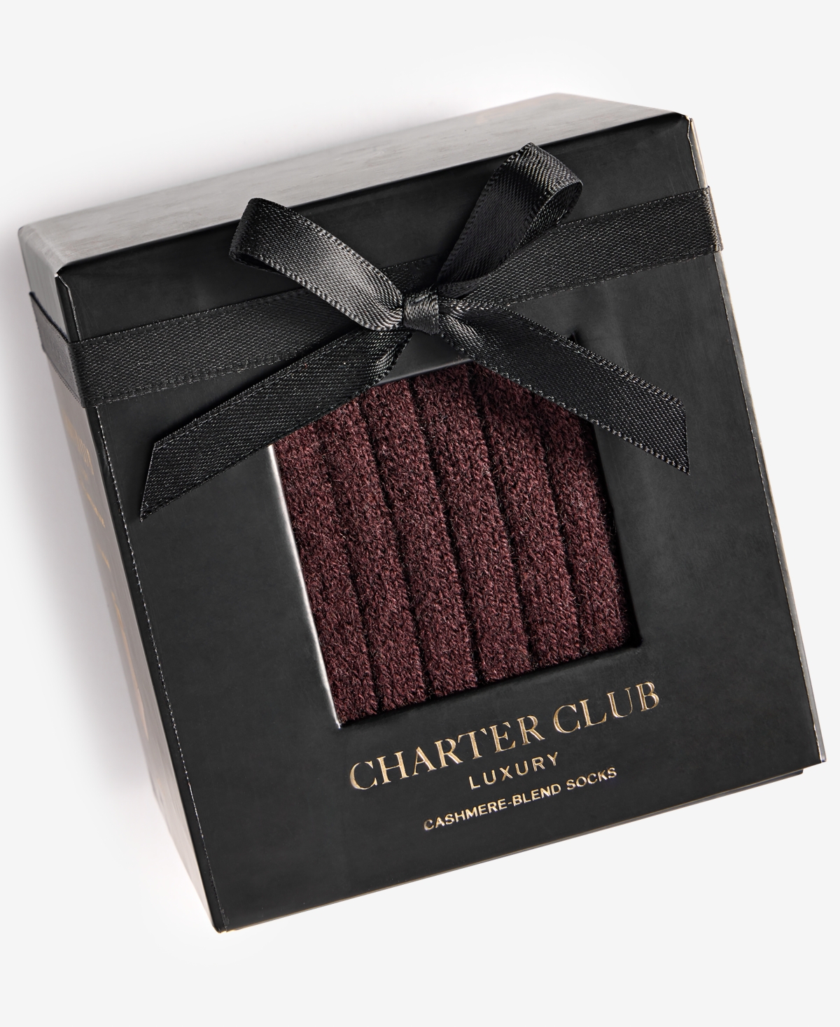 Charter Club Women's Boxed Cashmere-Blend Ribbed Crew Socks, Macy's Exclusive - Hickory