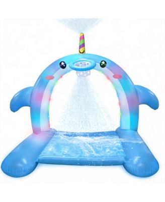Inflatable Whale Sprinkler Splash Pad Basketball LED