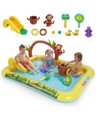 Pool Slide Inflatable Water Play Center Jungle Splash Pad