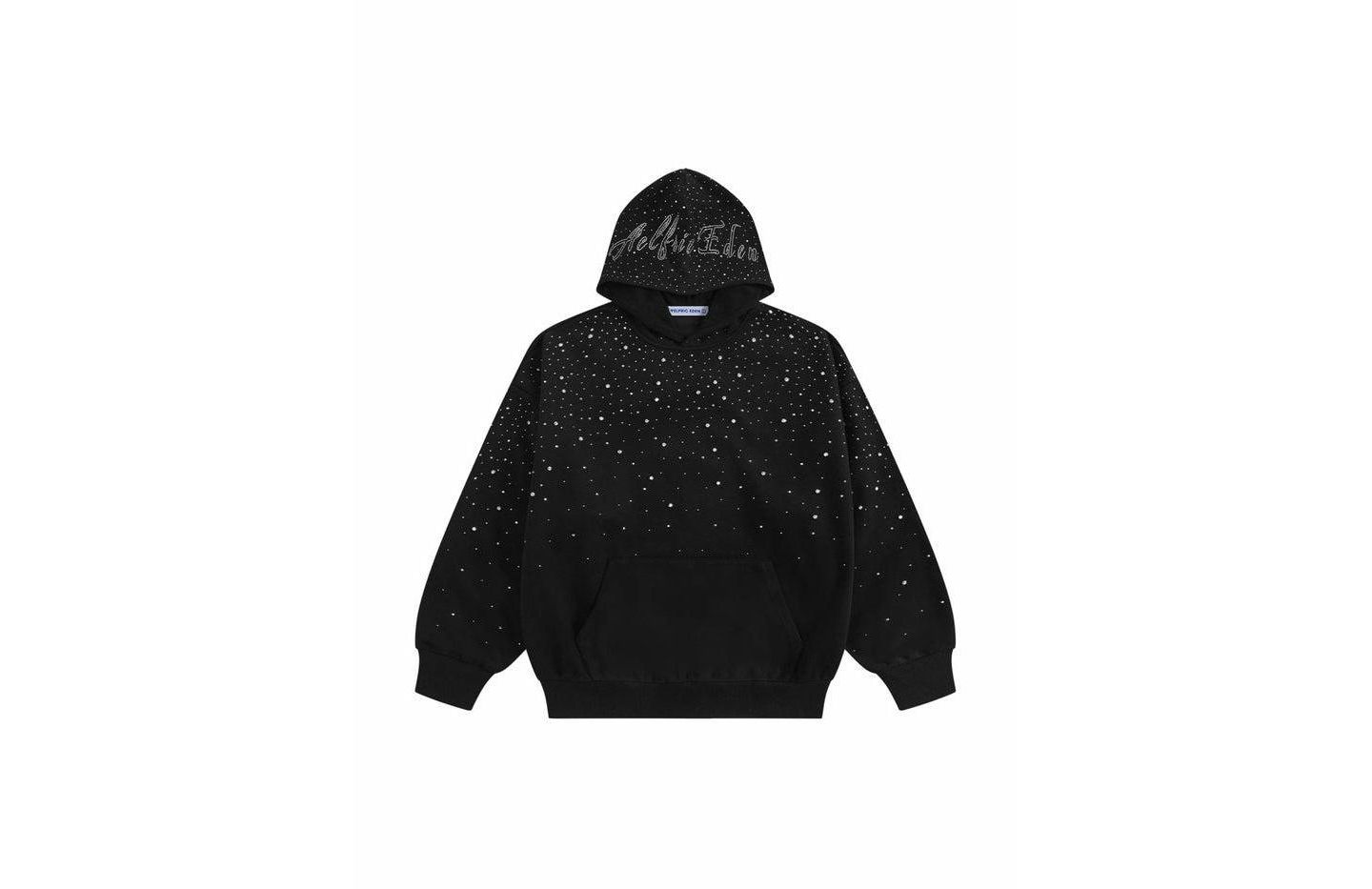 Мужское худи AELFRIC EDEN Rhinestone Pullover, цвет: Чёрный — фото 2
