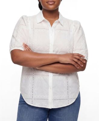 Plus Size Belle Isle Eyelet Button Down Shirt