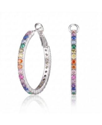 Chic White Gold Plated CZ Hinge Hoop Statement Earrings