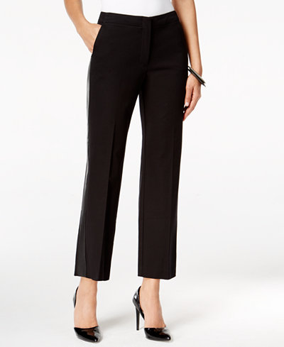 Alfani Petite Faux-Leather-Trim Cropped Pants, Only at Macy's - Pants ...