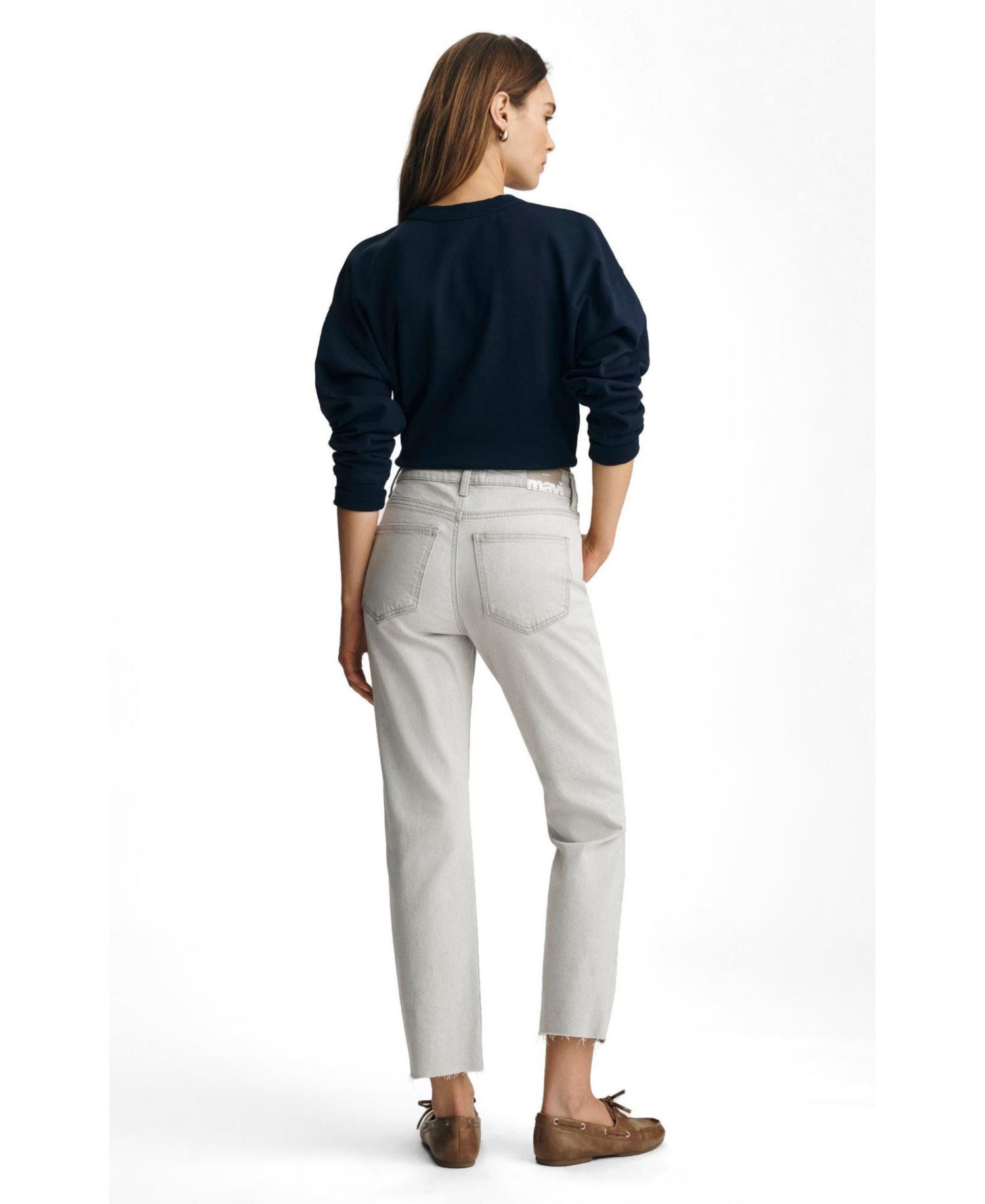 Women's New York High Rise Straight Leg In Ice Grey Classic Blue