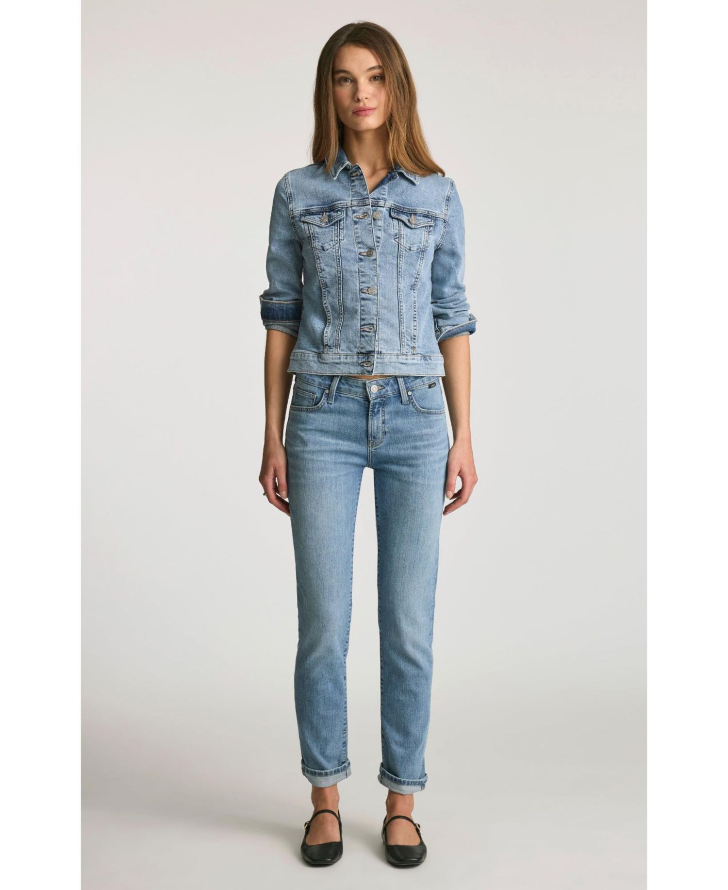 Women's Emma Mid Rise Boyfriend In Lt Brushed Flex Blue