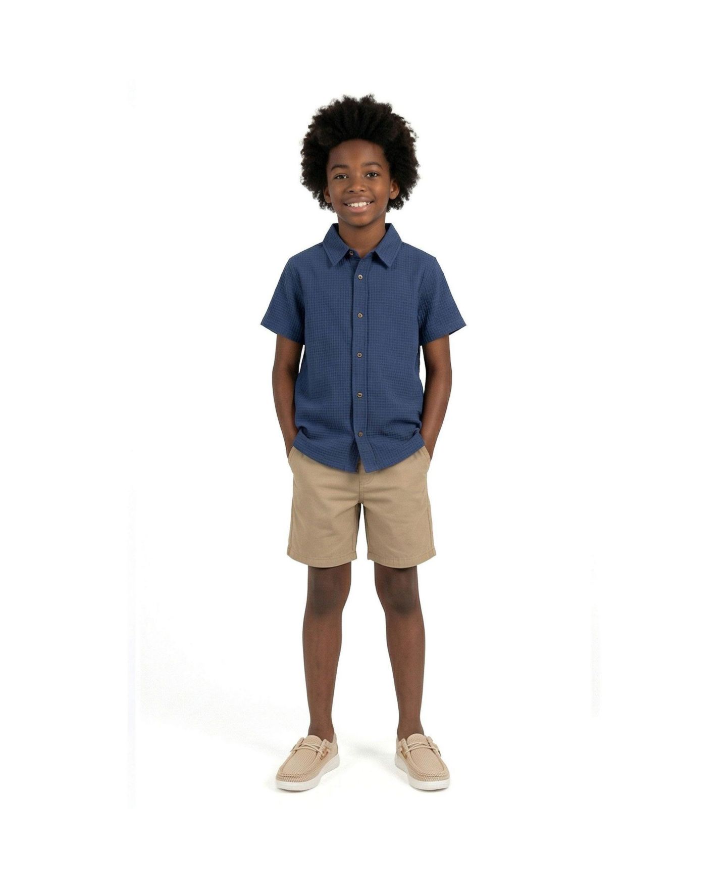Рубашка Andy & Evan Basket Weave Buttondown Shirt для мальчиков, цвет: Тёмно-синий — фото 2