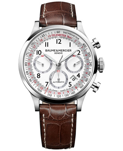 Baume & Mercier Men's Swiss Automatic Chronograph Capeland Brown Alligator Leather Strap Watch 44mm M0A10082