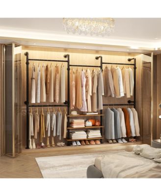 Industrial Pipe Clothing Rack Wall Mounted Closet System