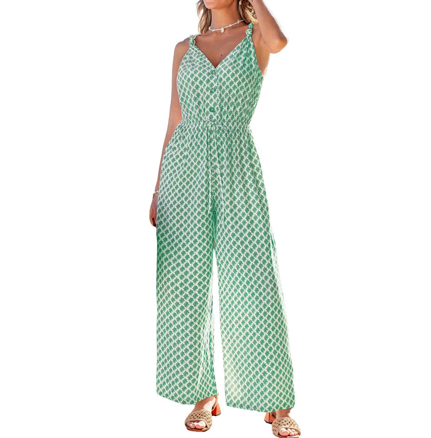 Женский комбинезон Cupshe Dana Point Ornate Jumpsuit, цвет: Зелёный — фото 1