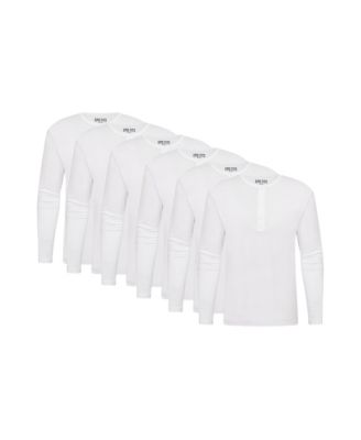 Men's Long Sleeve Henley T-Shirt, 6-Pack