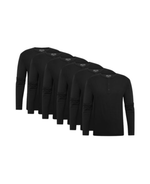 Мужские топы EPIC FITS Long Sleeve Henley, 6-Pack, цвет: Чёрный