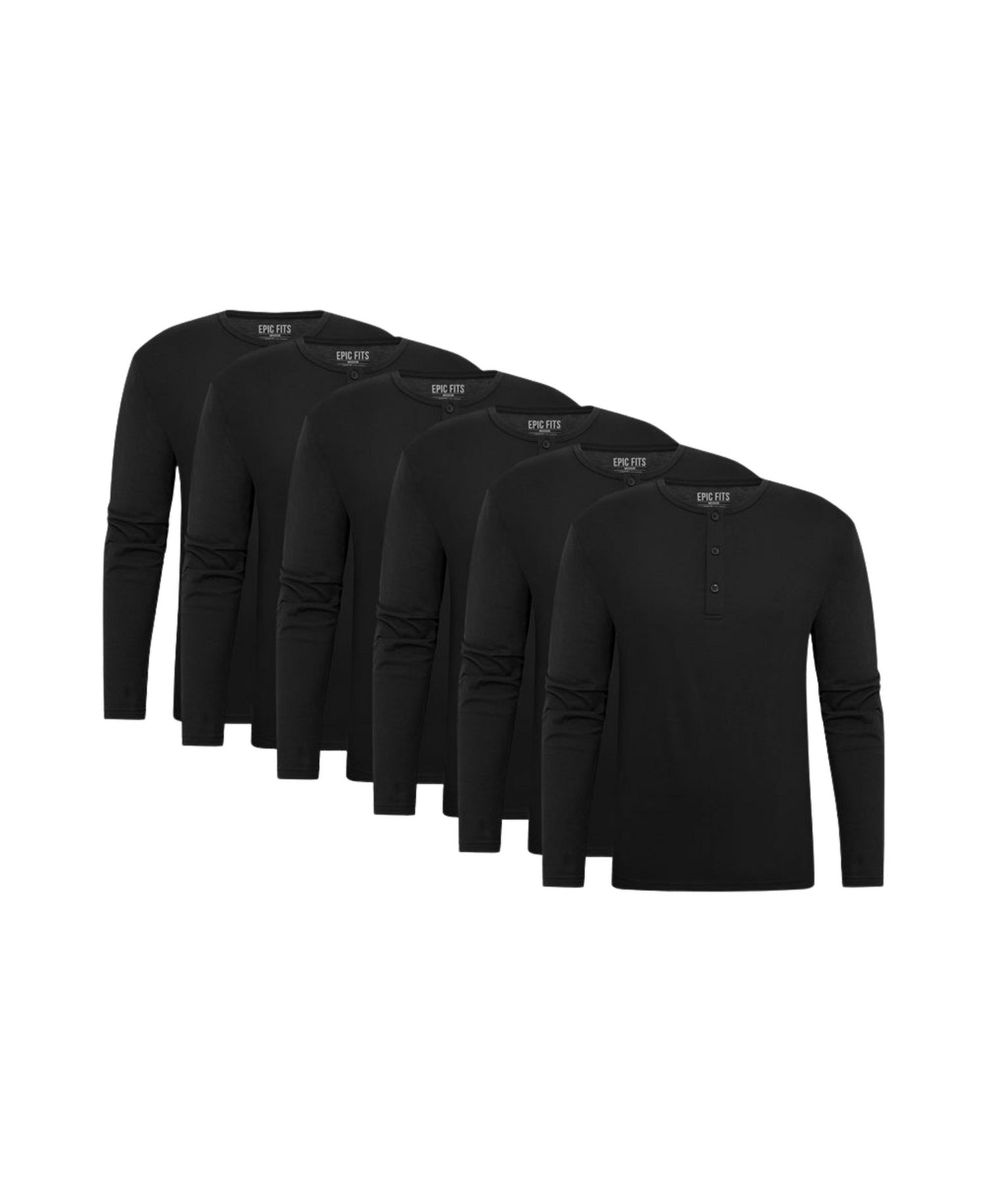 Men's Long Sleeve Henley, 6-Pack