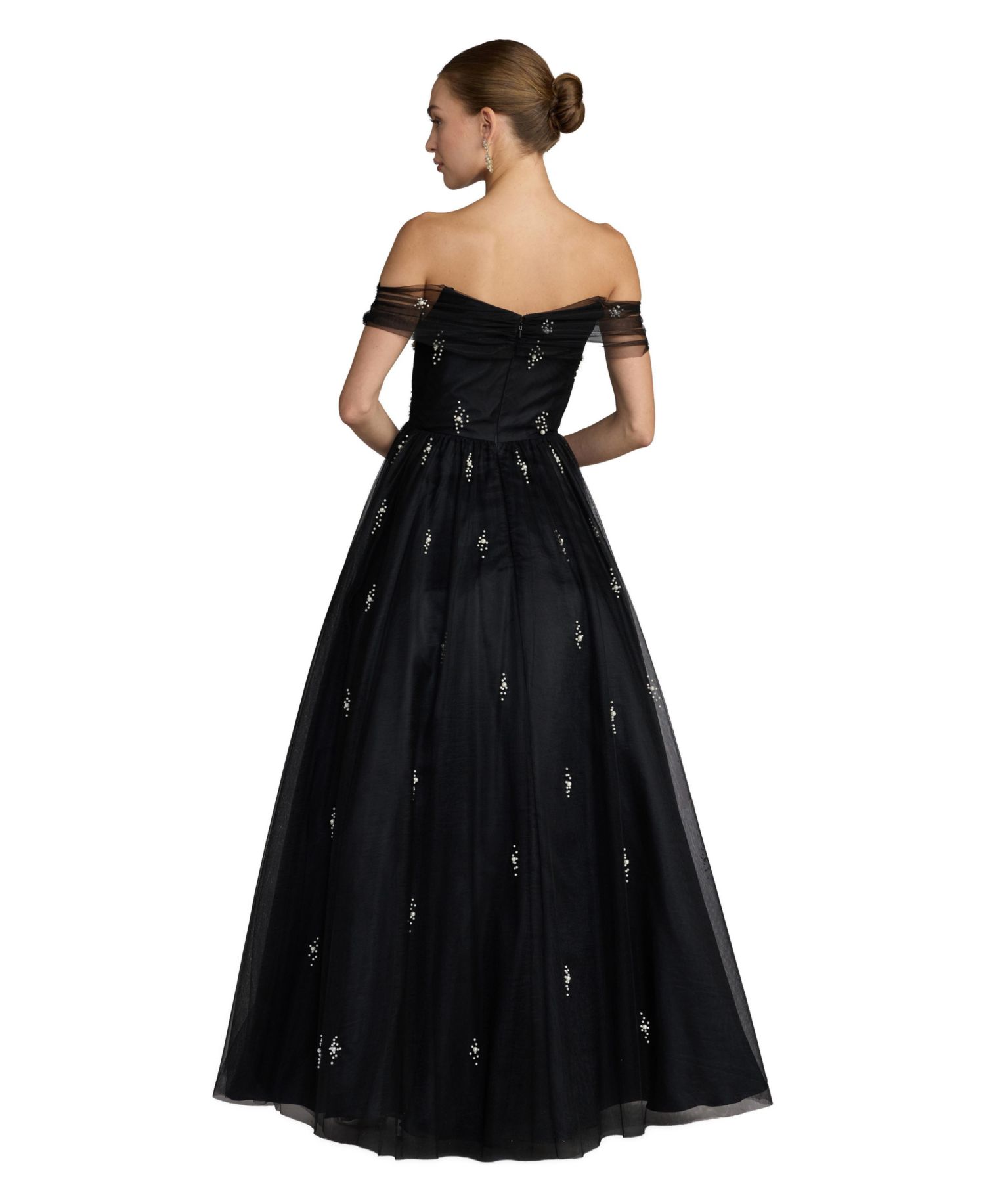 Women's Pearl Embellished Off The Shoulder Ball Gown