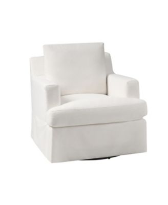 Epirus 33" Wide Farmhouse Slipcovered Swivel Rocking Armchair with Down Blend Fill