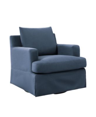Epirus 33" Wide Farmhouse Slipcovered Swivel Rocking Armchair with Down Blend Fill