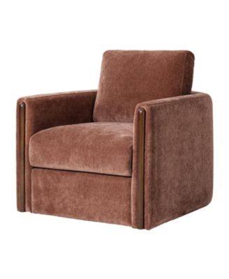 Verdino  Modern Down-filled Solid Wood Swivel Barrel Chair