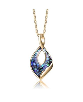 Elegant 14K Gold Plated Unique Abalone Shell Pendant Necklace