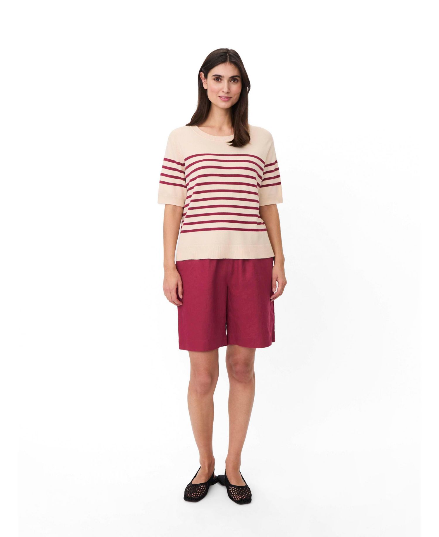 Women's Maflorayne Striped Shot Sleeve Knit Top