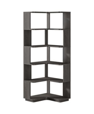 Corner Bookcase with 6 Open Storage Shelves
