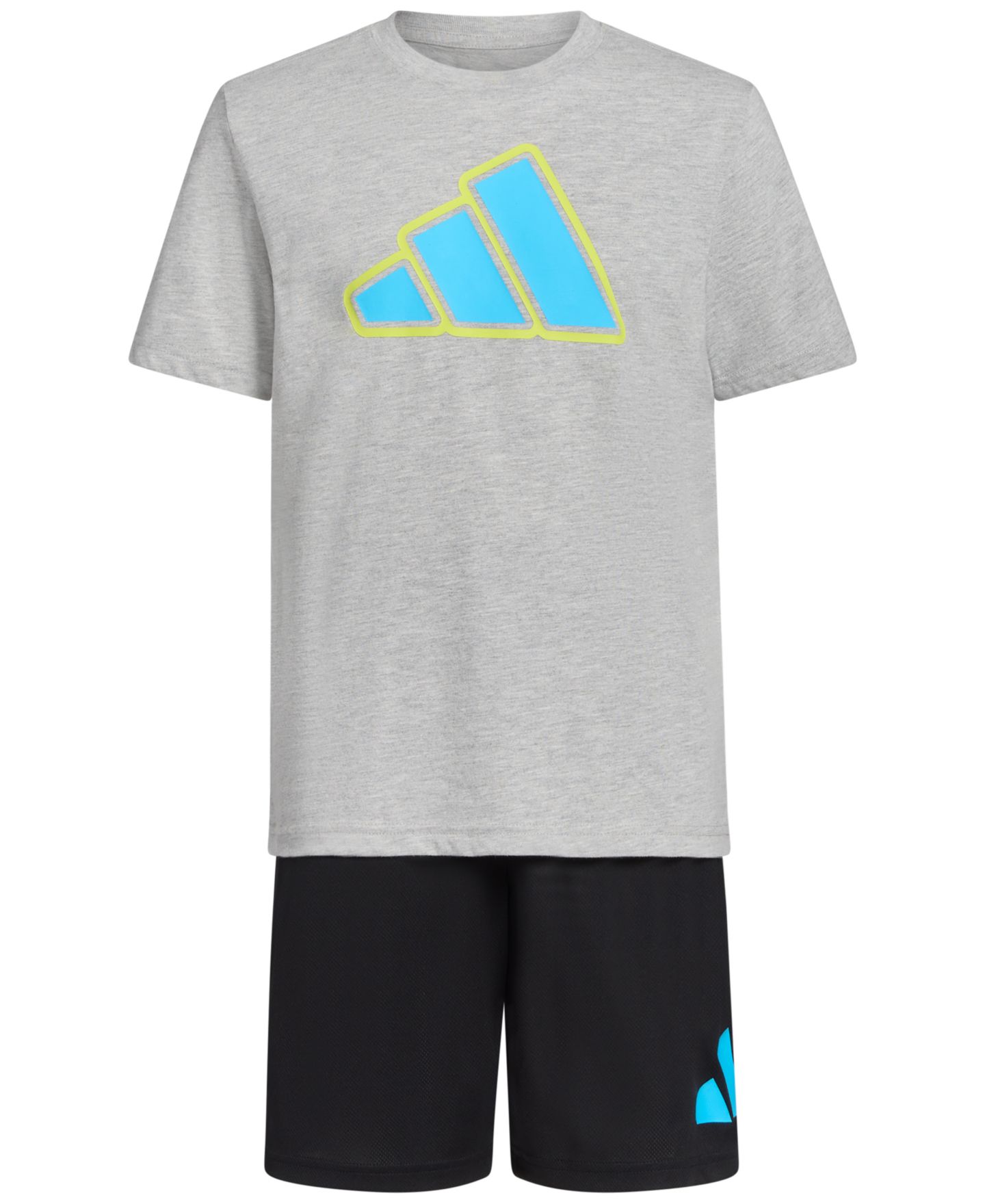 Детский комплект adidas: футболка и шорты, 8-16 лет, 2 предмета, цвет: Серый меланжевый — фото 3