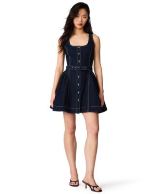 Juniors' Maila Denim Button-Front Mini Dress
