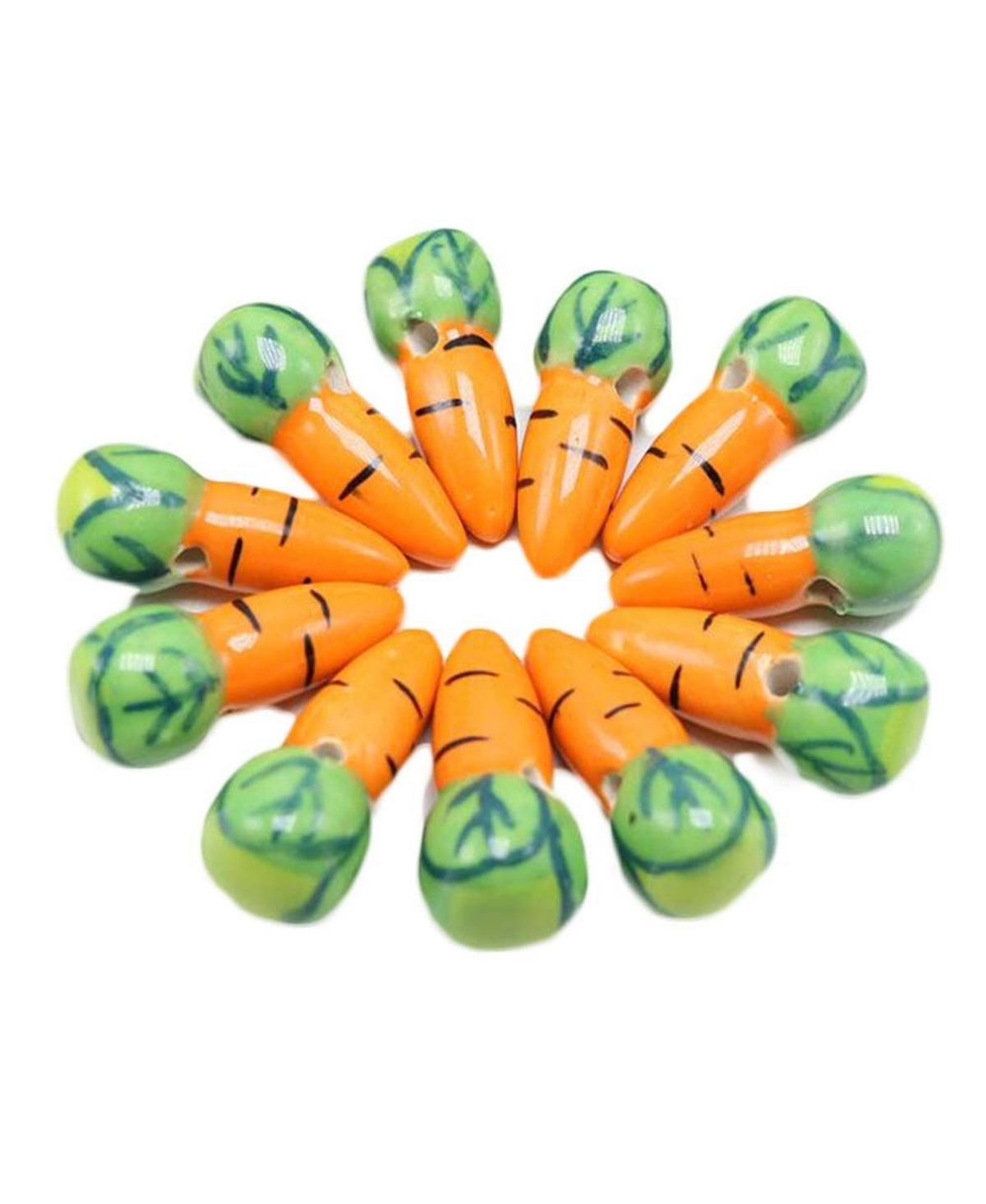 Sevorley 15Piece Set Ceramic Carrot-Shaped Loose Beads for Diy Jewelry