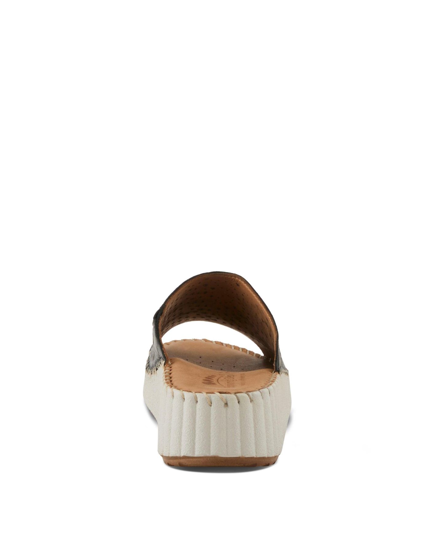 Женские сандалии Spring Step Rhydian Slip-On Leather Wedge Sandals Perforated Flower Design, Cushioned Footbed., цвет: Чёрный — фото 4