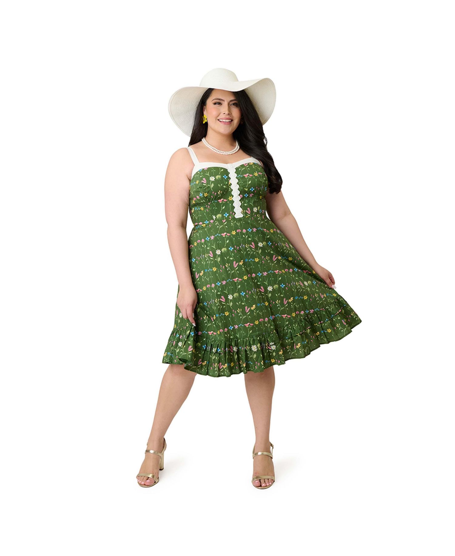 Plus Size 1950s Sleeveless Swing Dress