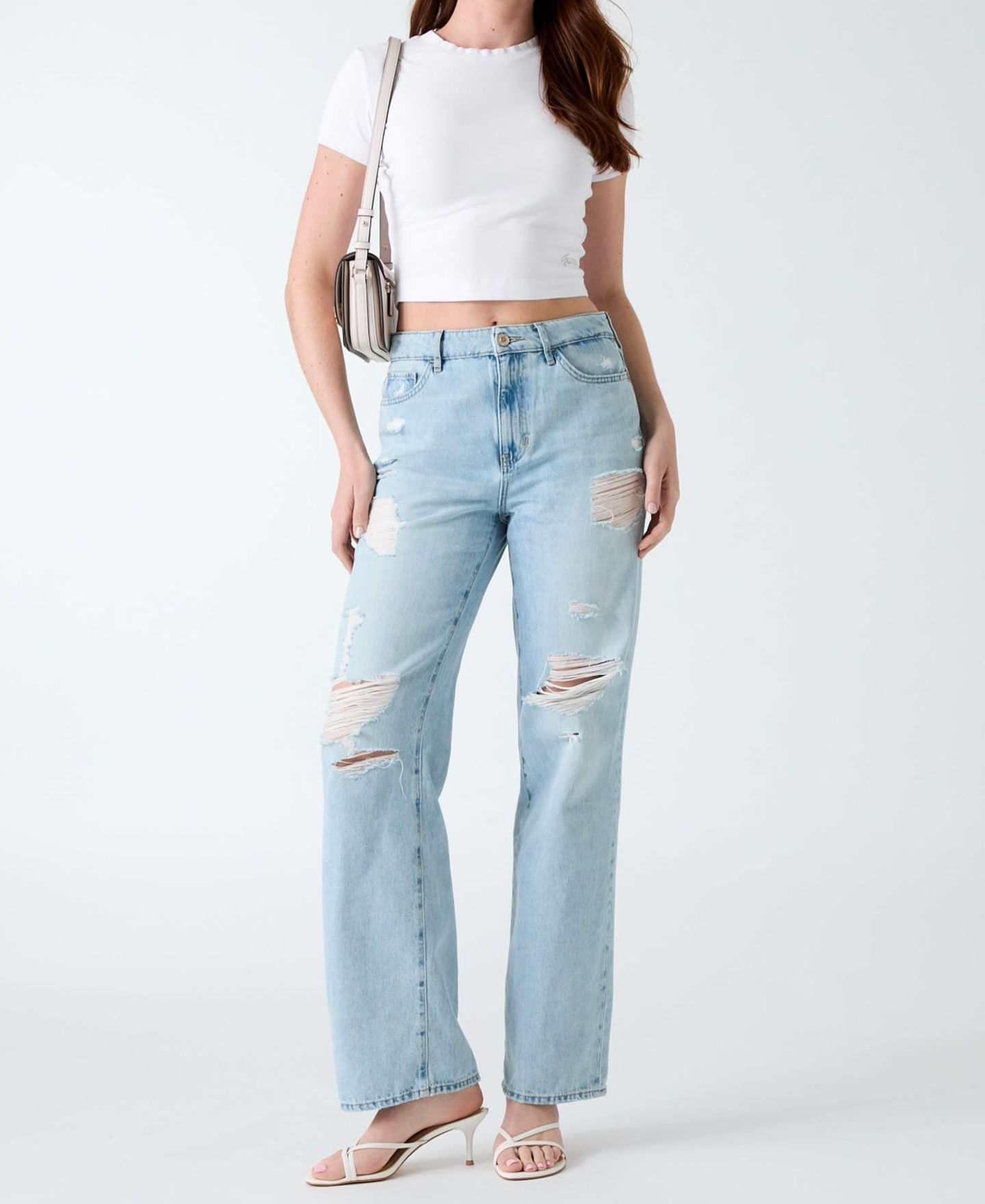Женские джинсы GUESS High-Rise Straight-Leg, цвет: Небесно-голубой — фото 2